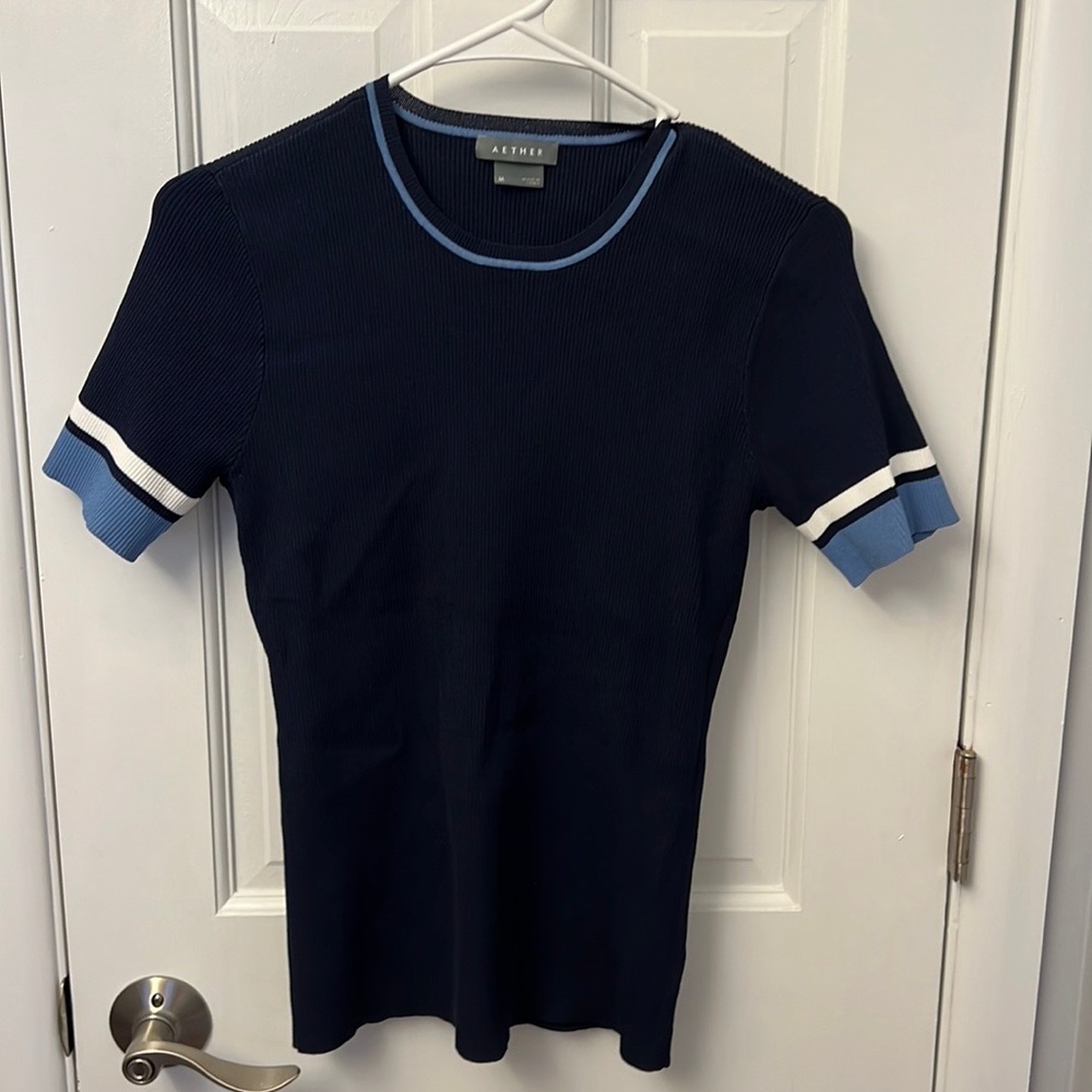 Short Sleeve Ribbed Top | Aether